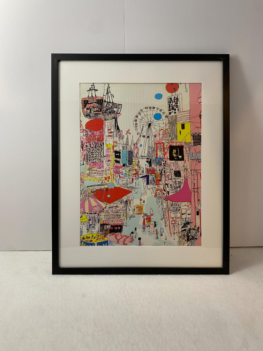 "Tokyo Tower and Shibuya Crossing" Canvas Art Piece in Modern Black Frame