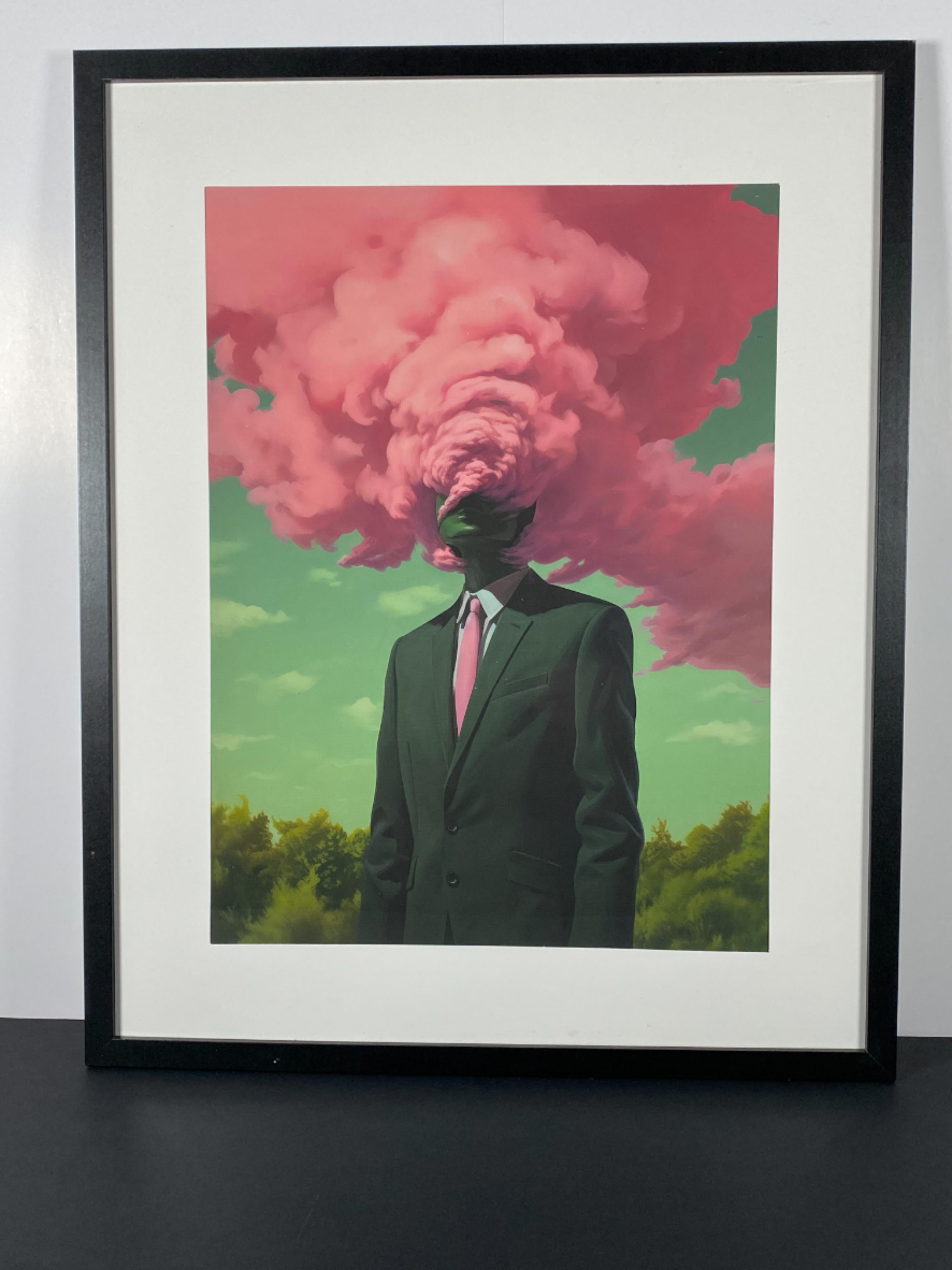 "Head in the Clouds" canvas art print in modern black frame.
