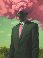 "Head in the Clouds" canvas art print in modern black frame.