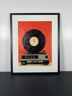 "Replay" Canvas Art Piece in Modern Black Frame and White Matte.