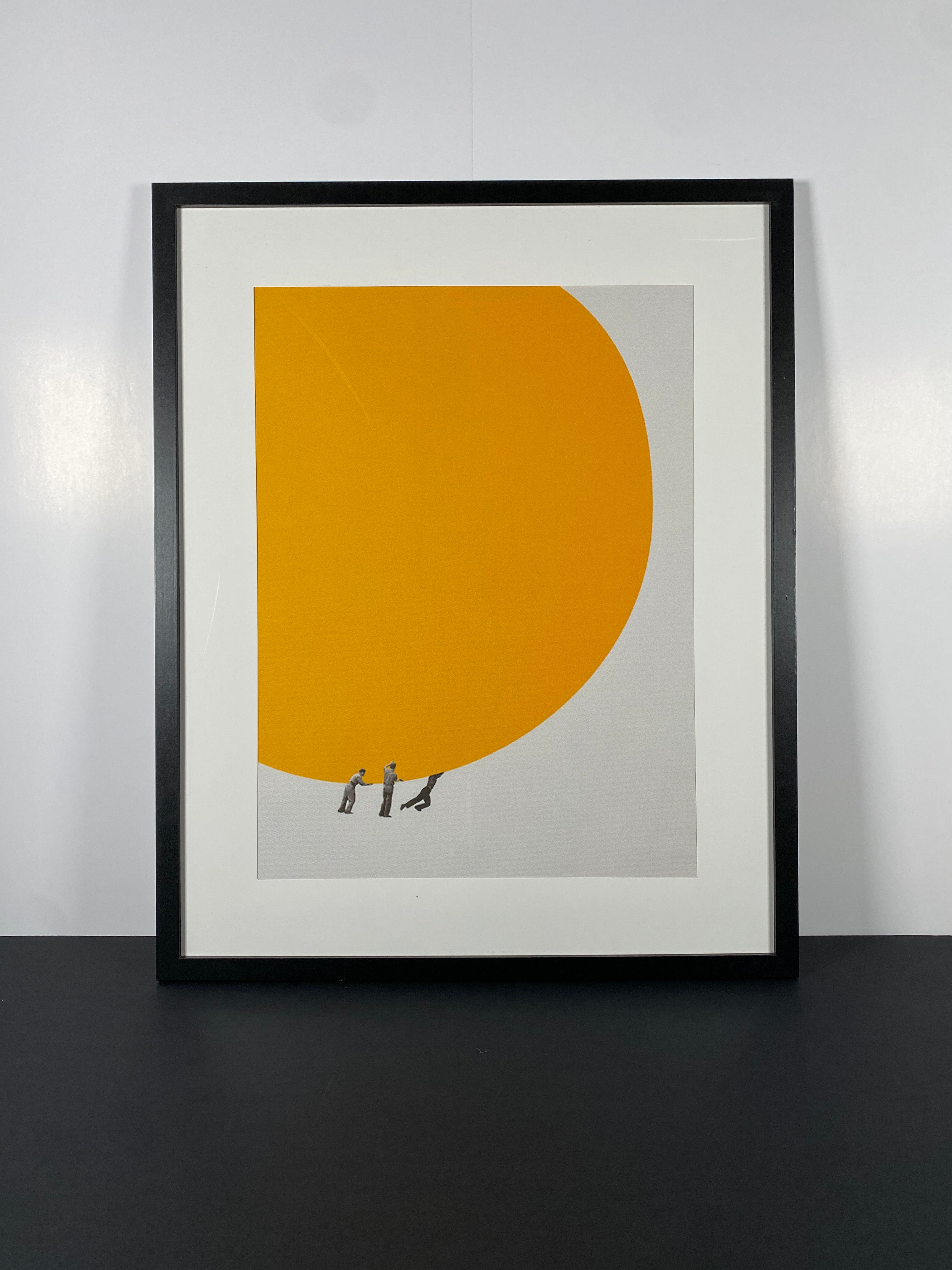 "We Can Move the Sun Together" Art Print by Maarten Leon in Modern Black Frame and White Matte.
