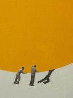 "We Can Move the Sun Together" Art Print by Maarten Leon in Modern Black Frame and White Matte.