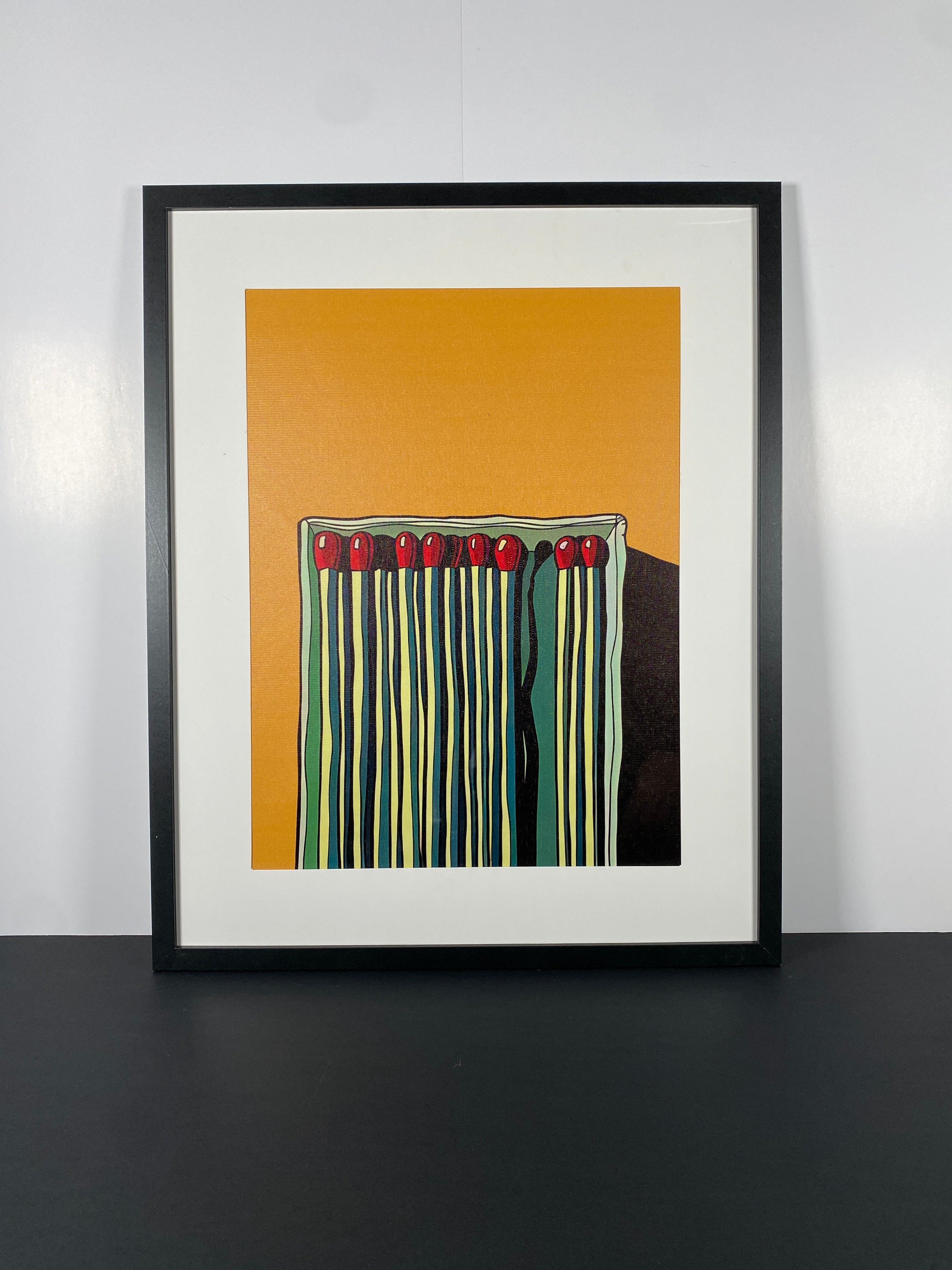 "Matchbox Dreams" Canvas Art Piece in Modern Black Frame and White Matte.