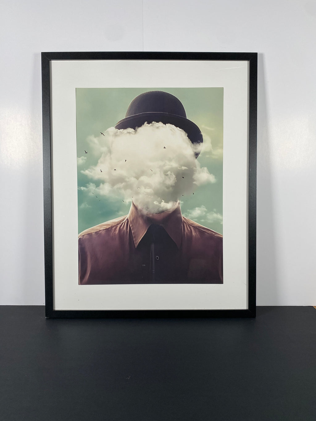 "Clouded Mind" Canvas Art Print in Modern Black Frame and White Matte.