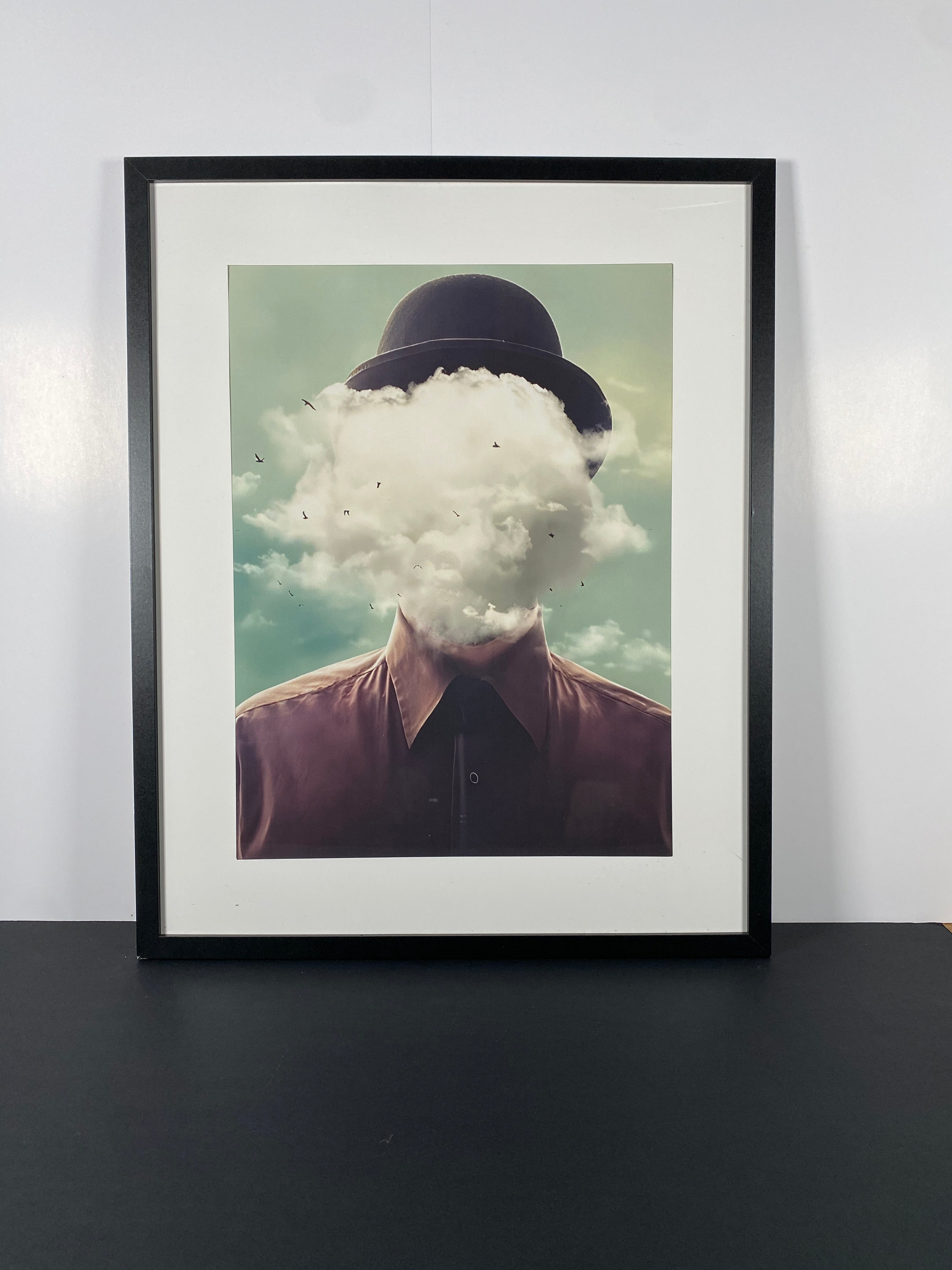 "Clouded Mind" Canvas Art Print in Modern Black Frame and White Matte.