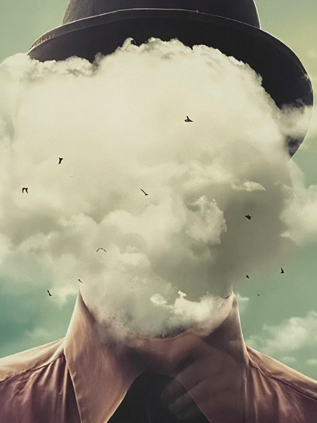 "Clouded Mind" Canvas Art Print in Modern Black Frame and White Matte.