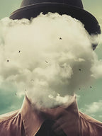 "Clouded Mind" Canvas Art Print in Modern Black Frame and White Matte.
