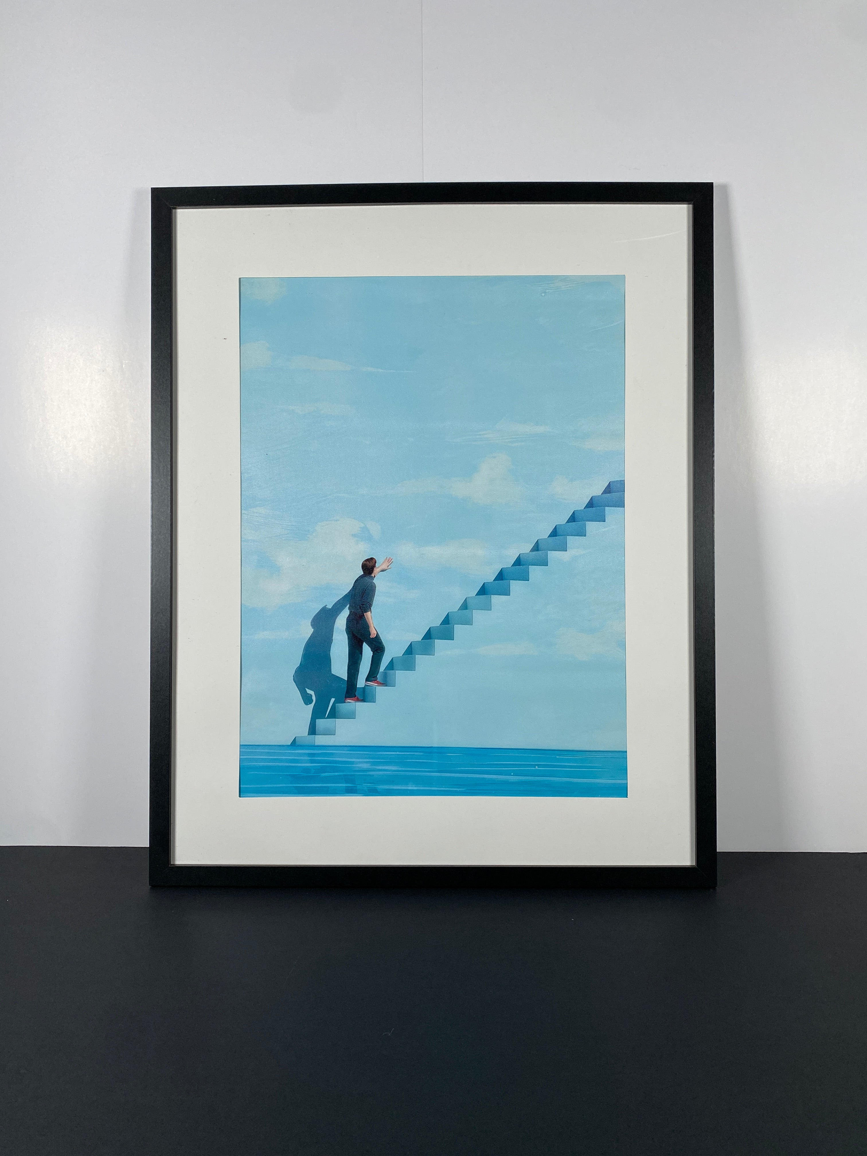 "Endless Climb" Canvas Art Piece in Modern Black Frame and White Matte.