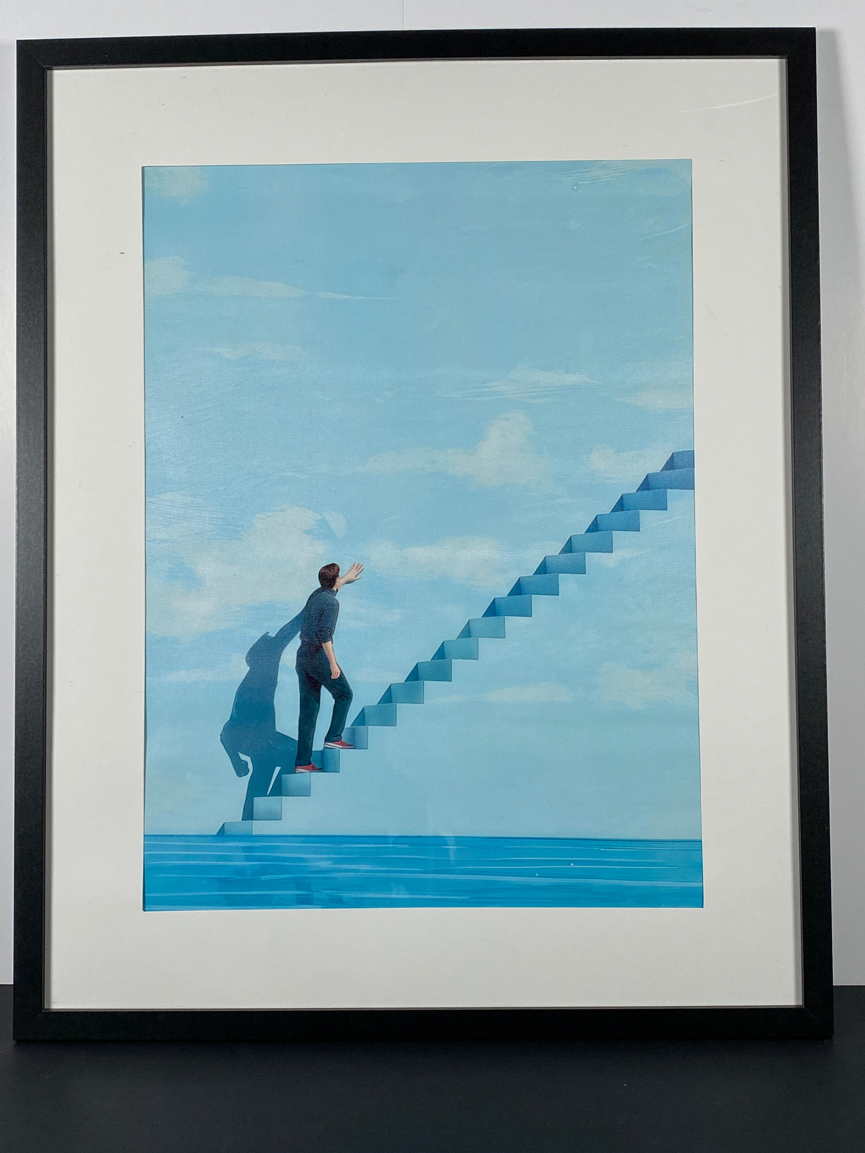 "Endless Climb" Canvas Art Piece in Modern Black Frame and White Matte.