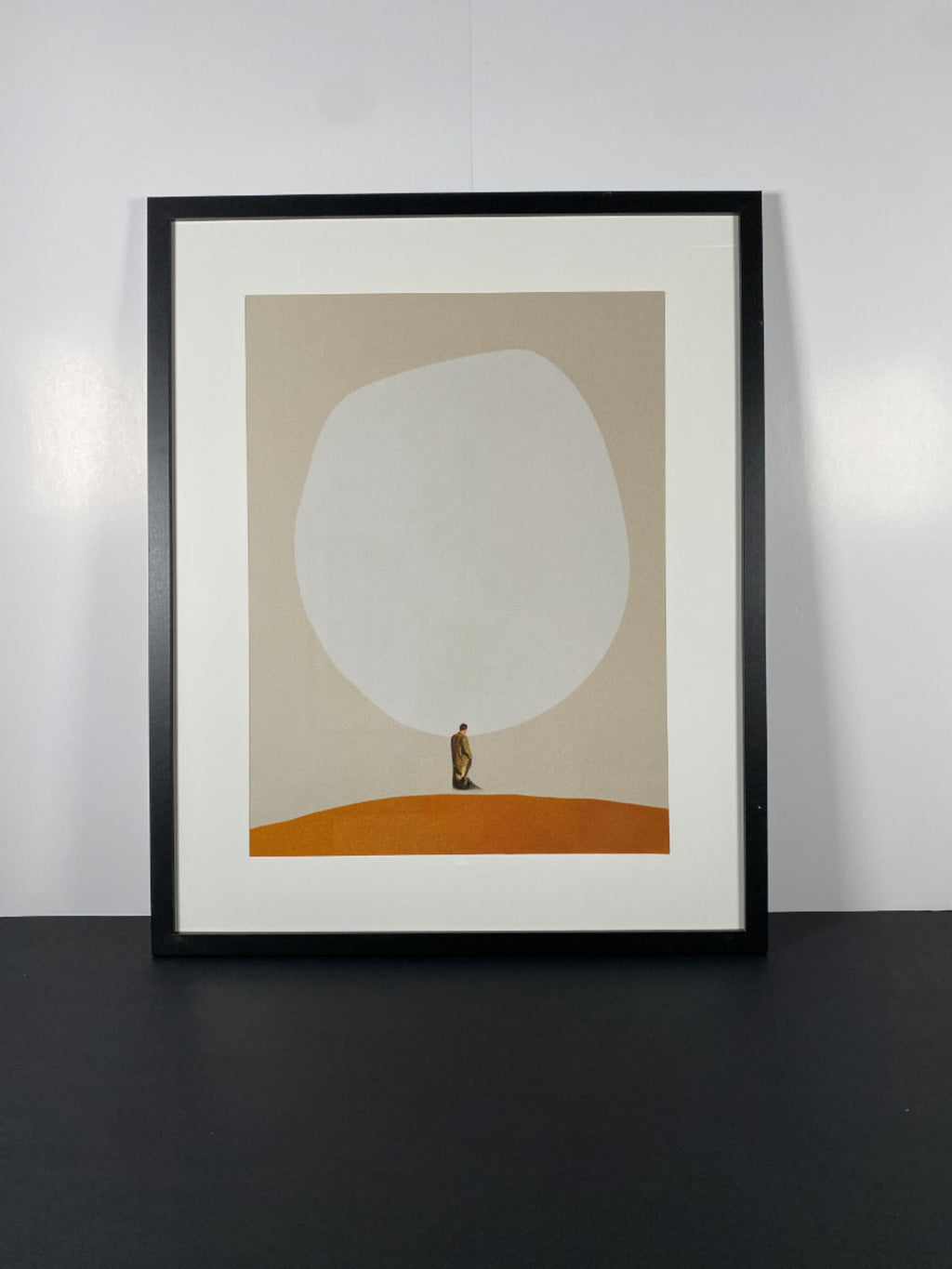 "Overthinking" Canvas Art Print by Maarten Leon in Modern Black Frame and White Matte.