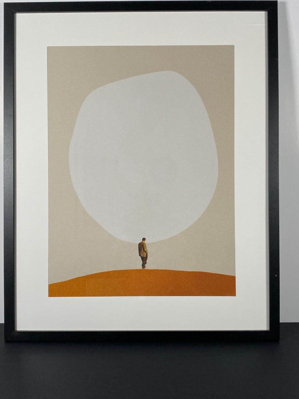 "Overthinking" Canvas Art Print by Maarten Leon in Modern Black Frame and White Matte.