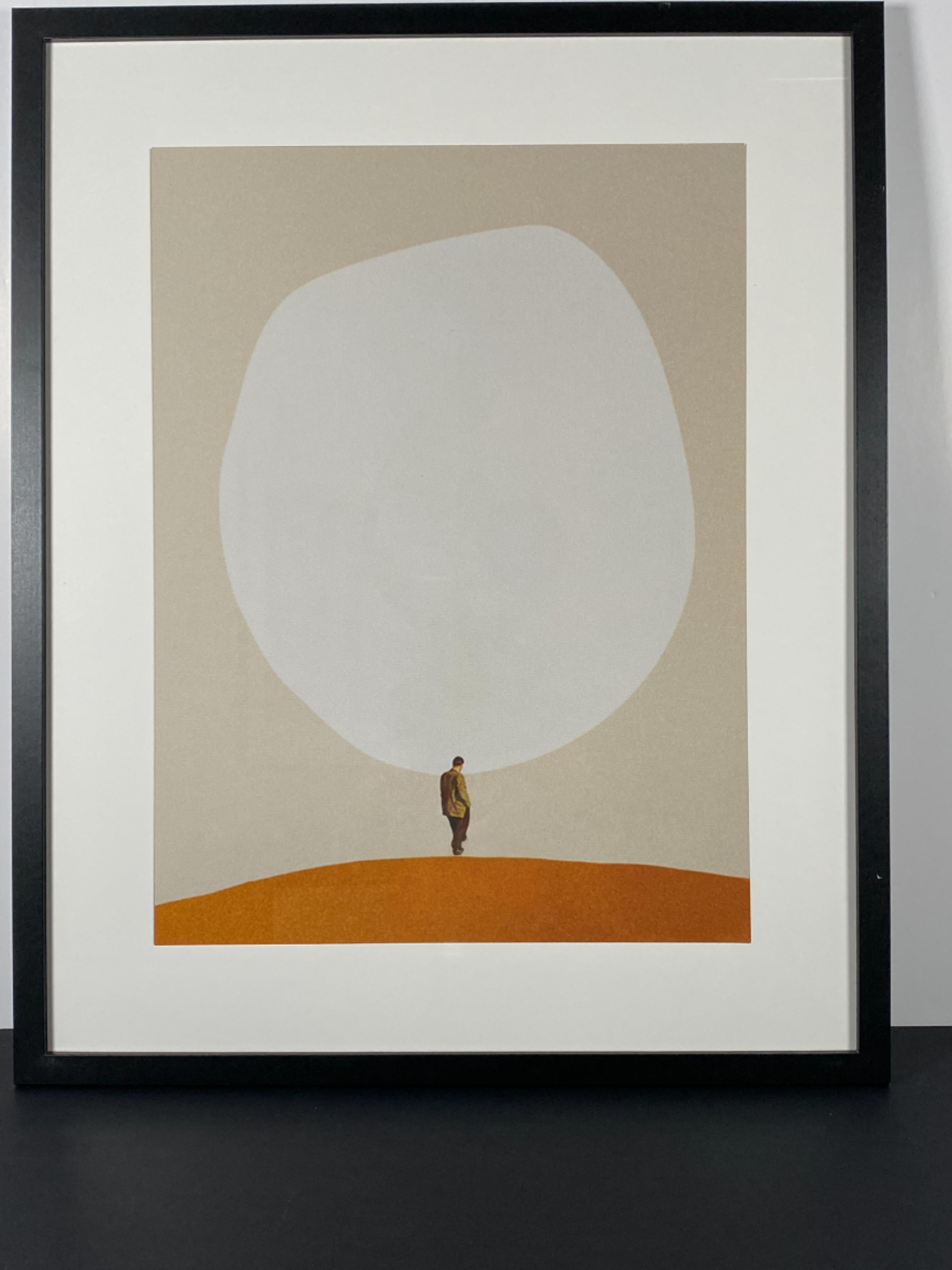 "Overthinking" Canvas Art Print by Maarten Leon in Modern Black Frame and White Matte.