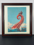 "Beneath The Surface" Canvas Art Print in Vintage Dark Wood Frame and White Matte.