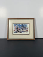 Original Watercolour in Vintage Wood Frame