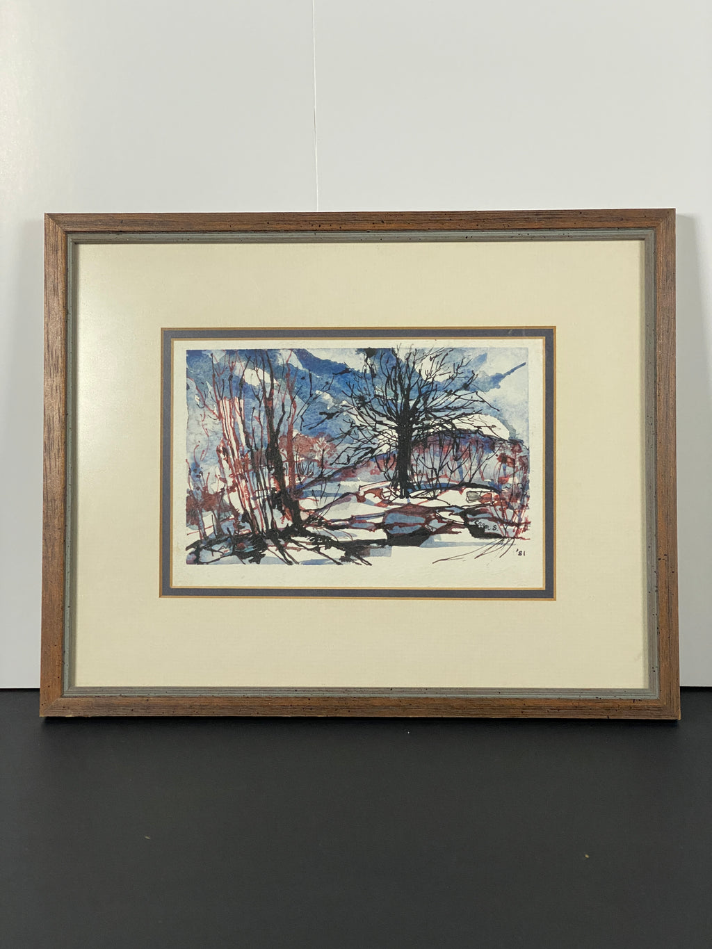 Original Watercolour in Vintage Wood Frame