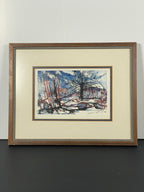 Original Watercolour in Vintage Wood Frame