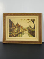"Vielles Maisons" Print by Artist Tinus Van Doorn in Vintage Wood Frame