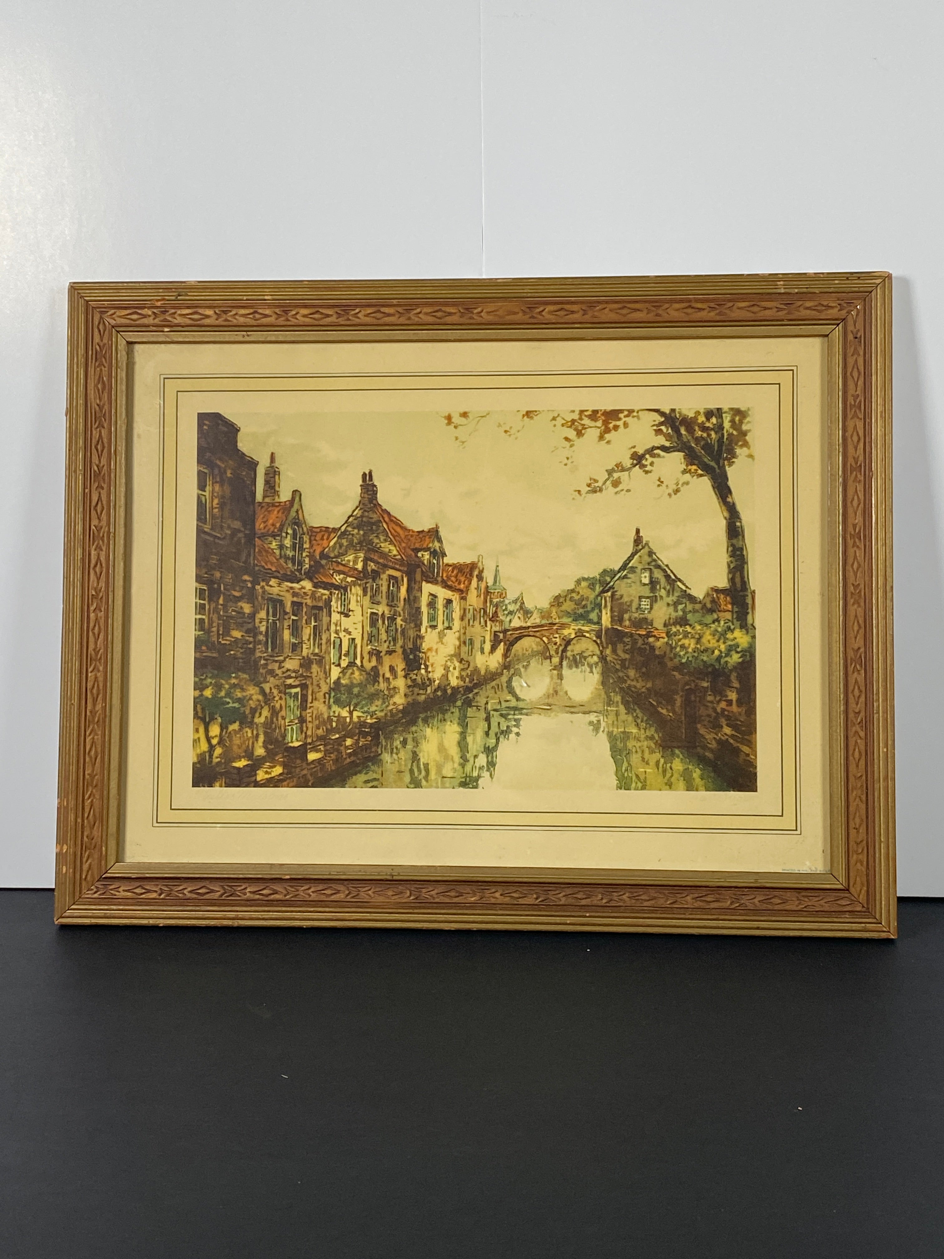 "Vielles Maisons" Print by Artist Tinus Van Doorn in Vintage Wood Frame