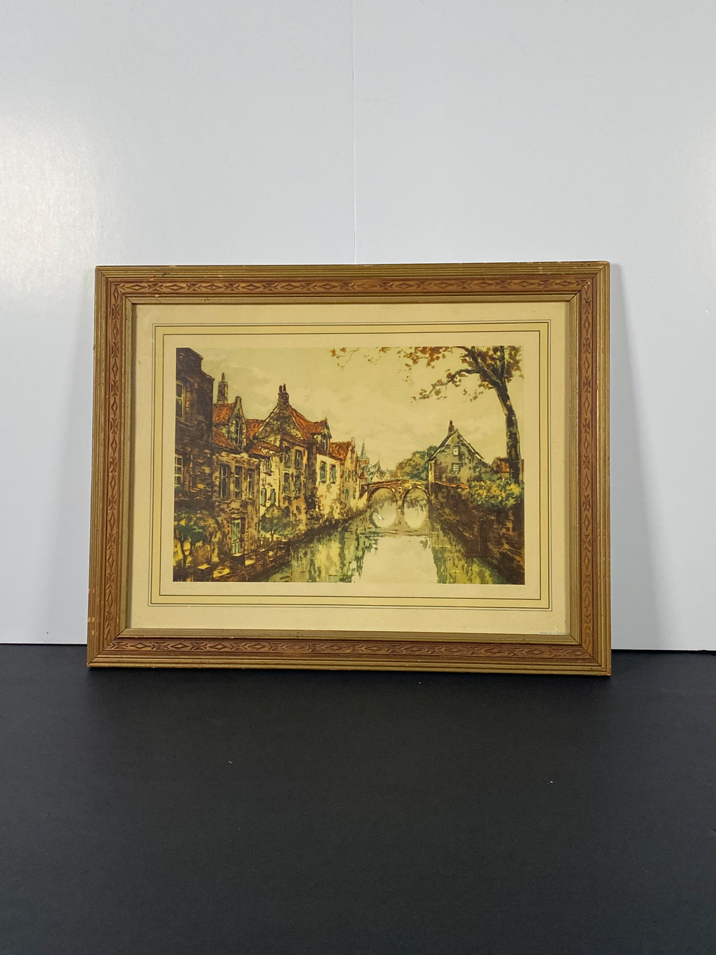 "Vielles Maisons" Print by Artist Tinus Van Doorn in Vintage Wood Frame