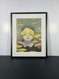 "Covered Sight" Canvas Art Piece in Modern Black Frame and White Matte