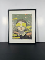 "Covered Sight" Canvas Art Piece in Modern Black Frame and White Matte