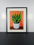"Rooted" Canvas Art Piece in Modern Black Frame and White Matte.