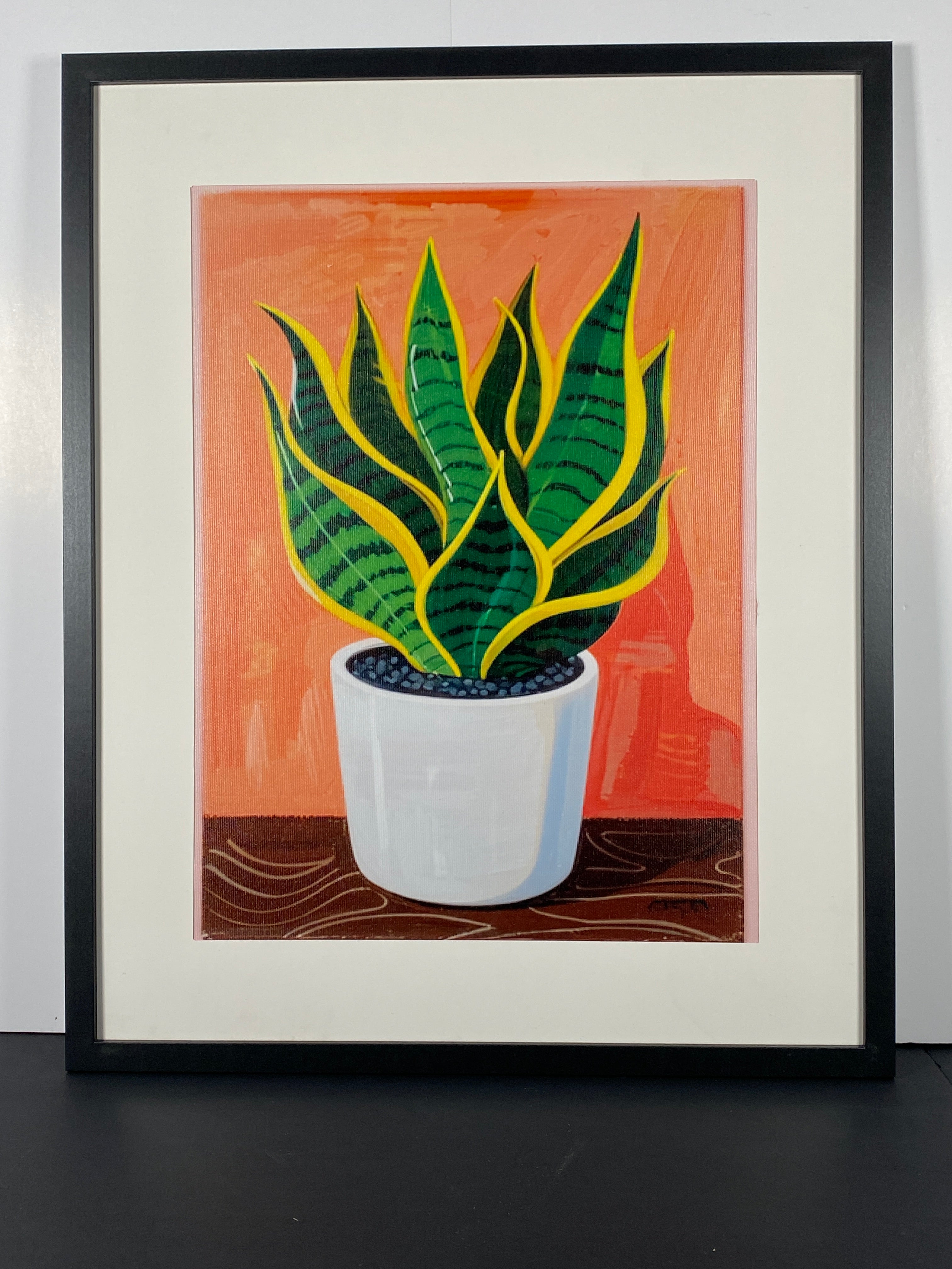 "Rooted" Canvas Art Piece in Modern Black Frame and White Matte.