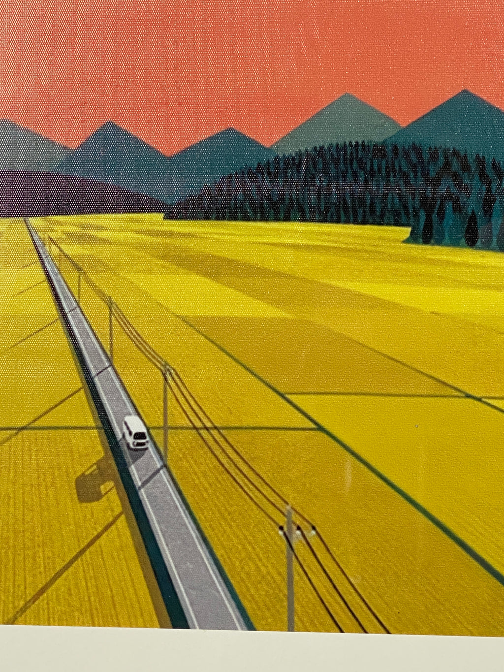 "Golden Route" Canvas Art Piece in Modern Black Frame and White Matte
