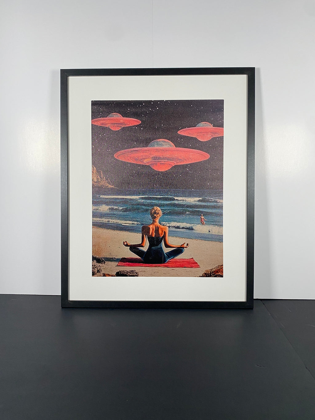 "Cosmic Calm" Canvas Art Piece in Modern Black Frame and White Matte
