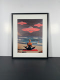 "Cosmic Calm" Canvas Art Piece in Modern Black Frame and White Matte