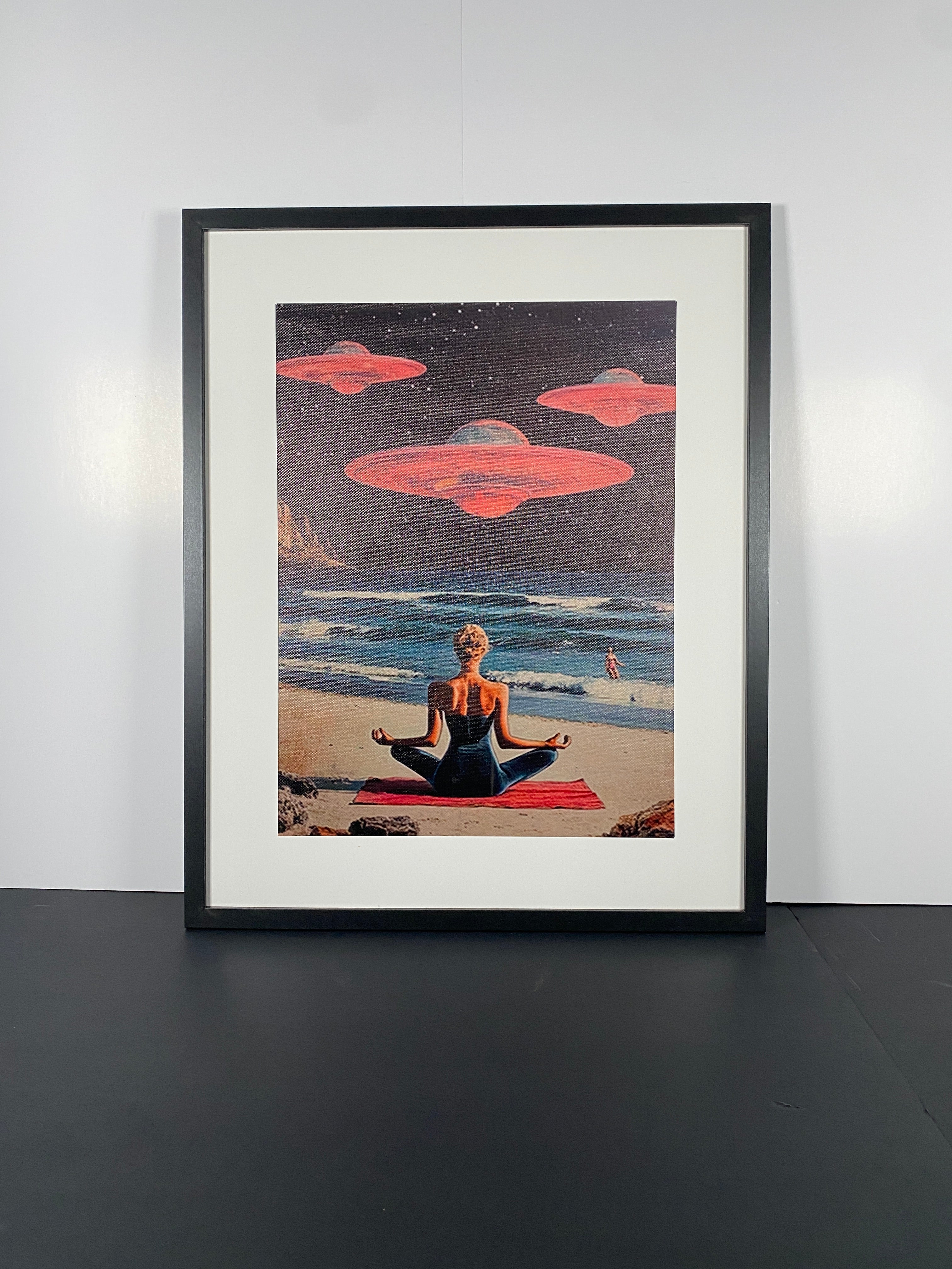"Cosmic Calm" Canvas Art Piece in Modern Black Frame and White Matte