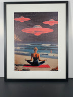 "Cosmic Calm" Canvas Art Piece in Modern Black Frame and White Matte