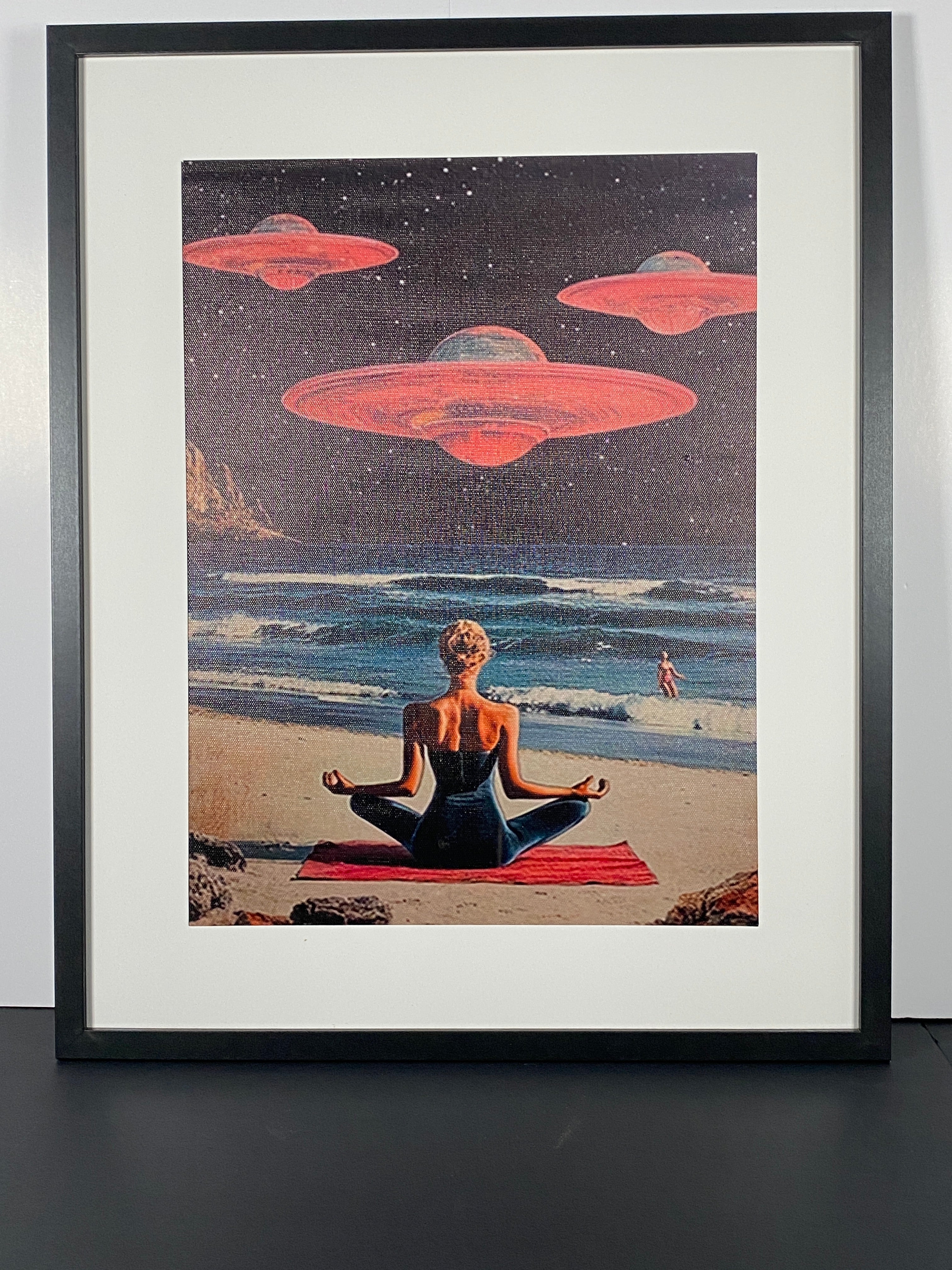 "Cosmic Calm" Canvas Art Piece in Modern Black Frame and White Matte
