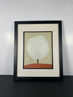 "Overthinking" Canvas Art Print by Maarten Leon in Vintage Black frame with White and Black Matte.