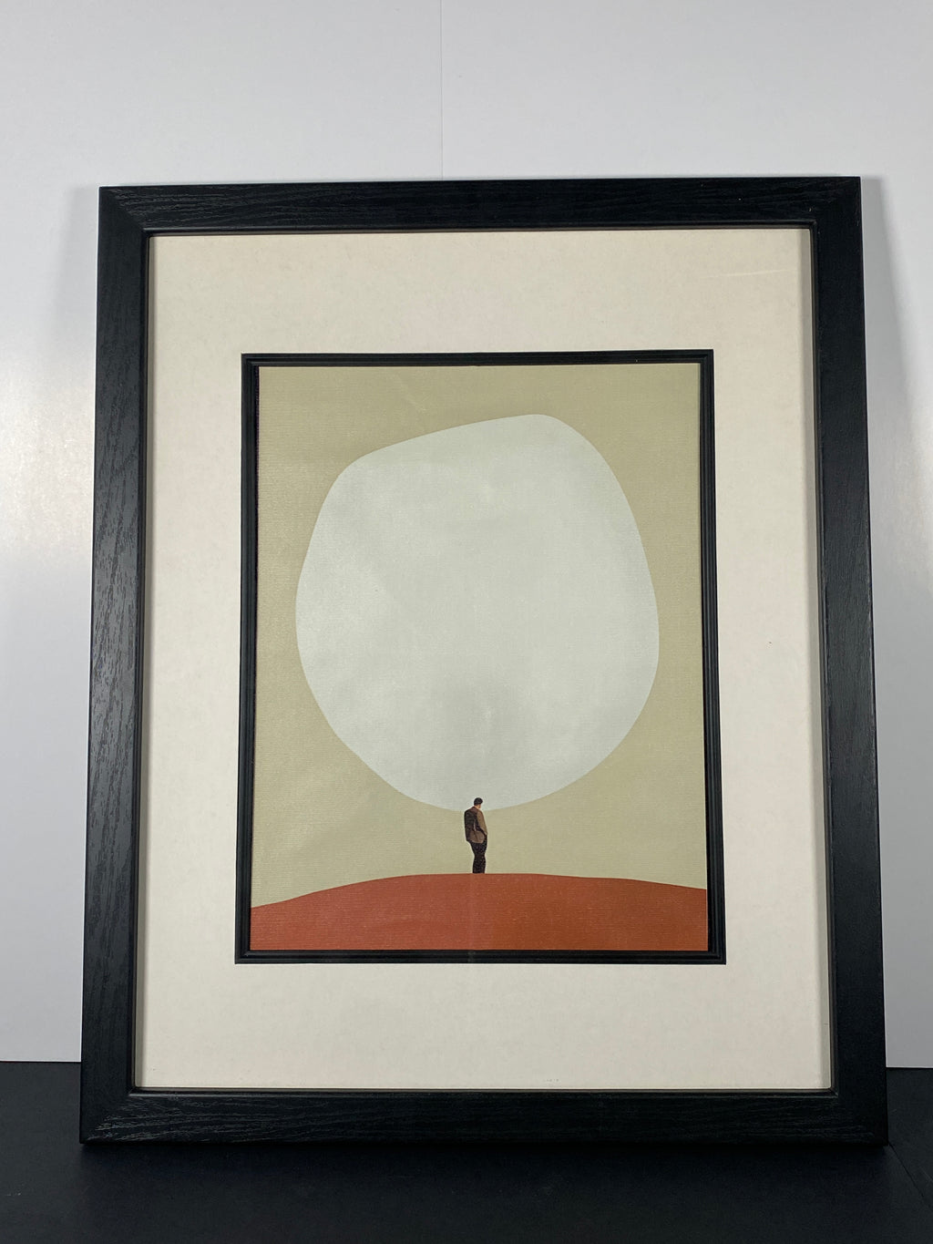 "Overthinking" Canvas Art Print by Maarten Leon in Vintage Black frame with White and Black Matte.