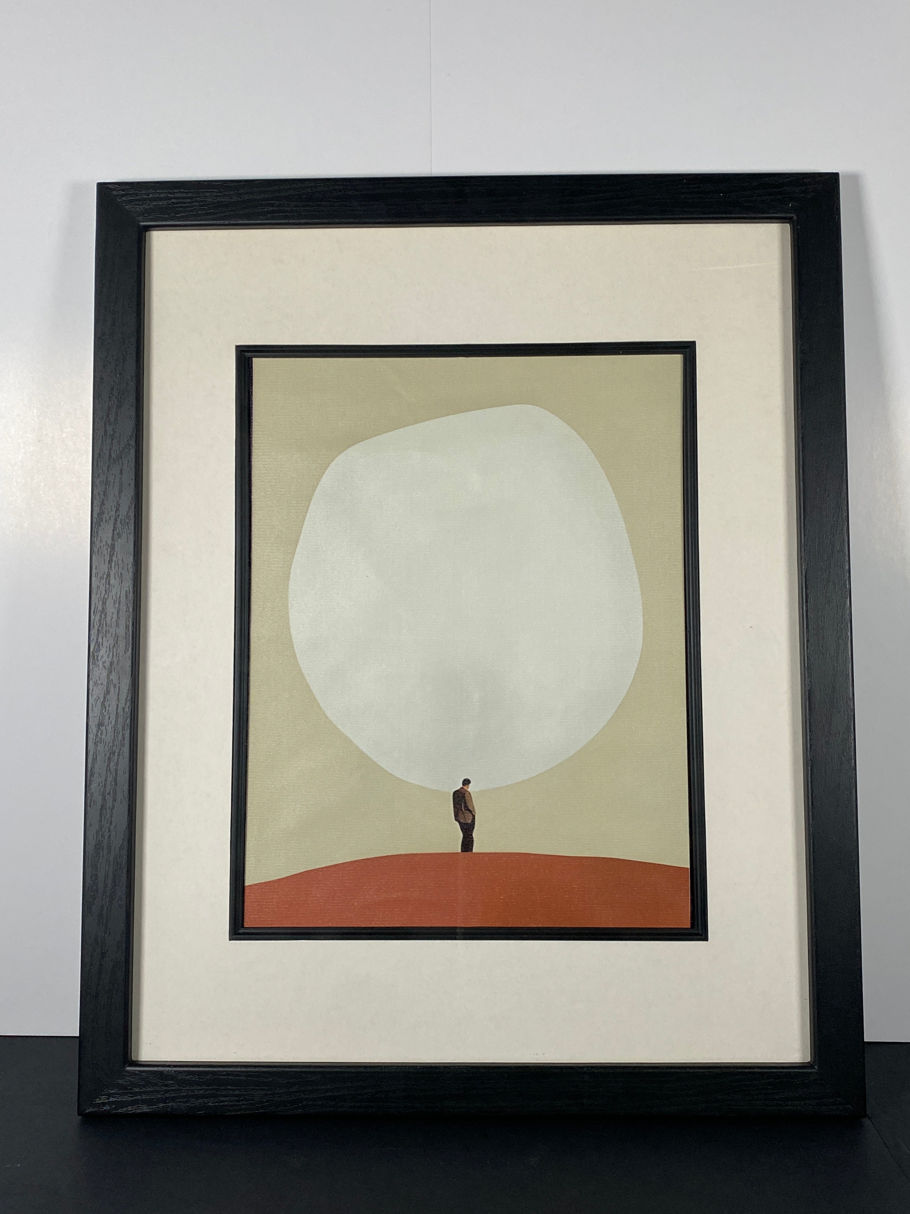 "Overthinking" Canvas Art Print by Maarten Leon in Vintage Black frame with White and Black Matte.