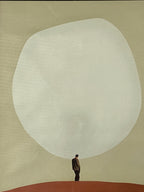"Overthinking" Canvas Art Print by Maarten Leon in Vintage Black frame with White and Black Matte.