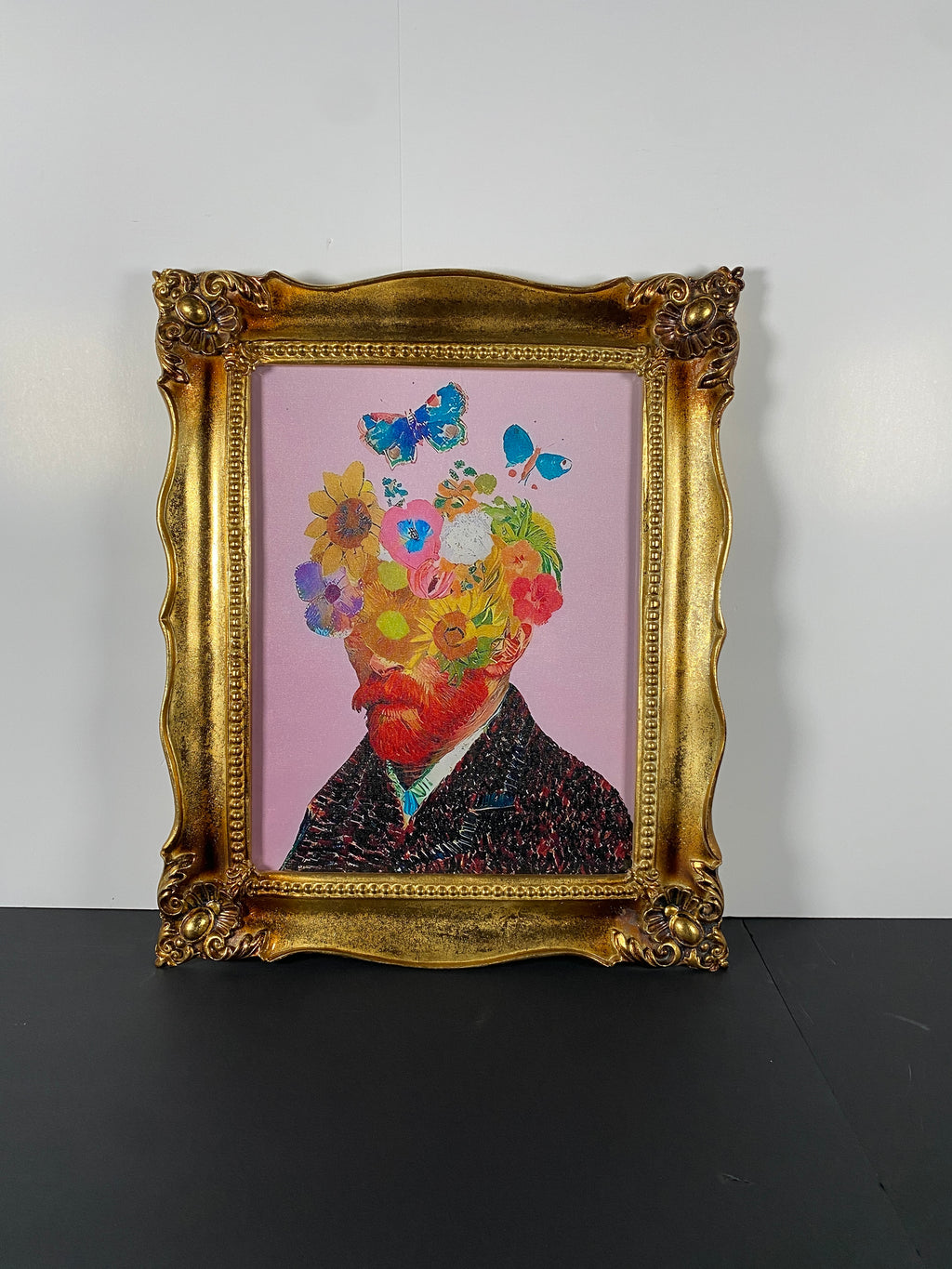 "Van Gogh's Mind" Canvas Art Piece in Heavy Vintage Ornate Gold Frame.