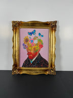 "Van Gogh's Mind" Canvas Art Piece in Heavy Vintage Ornate Gold Frame.