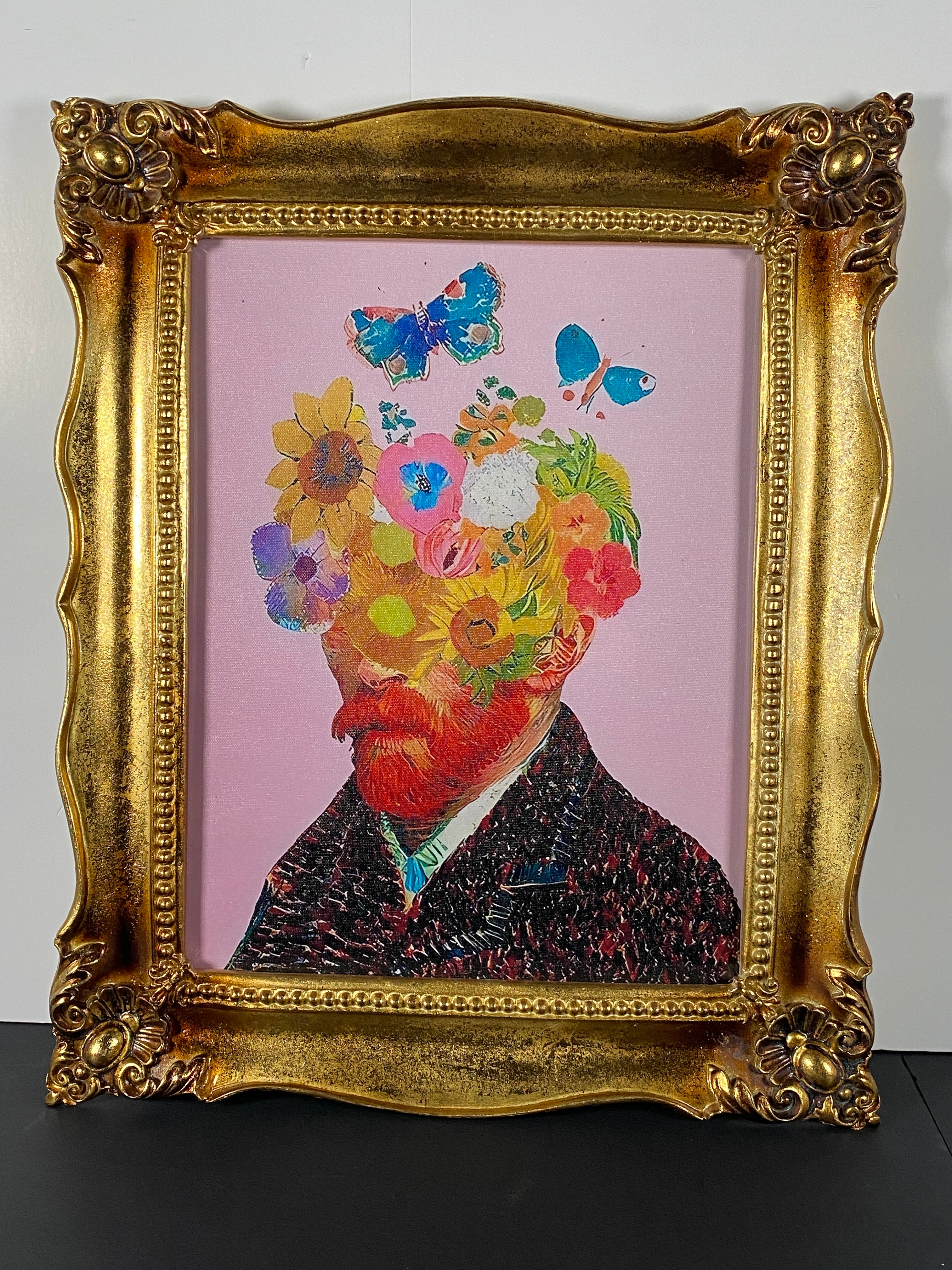 "Van Gogh's Mind" Canvas Art Piece in Heavy Vintage Ornate Gold Frame.