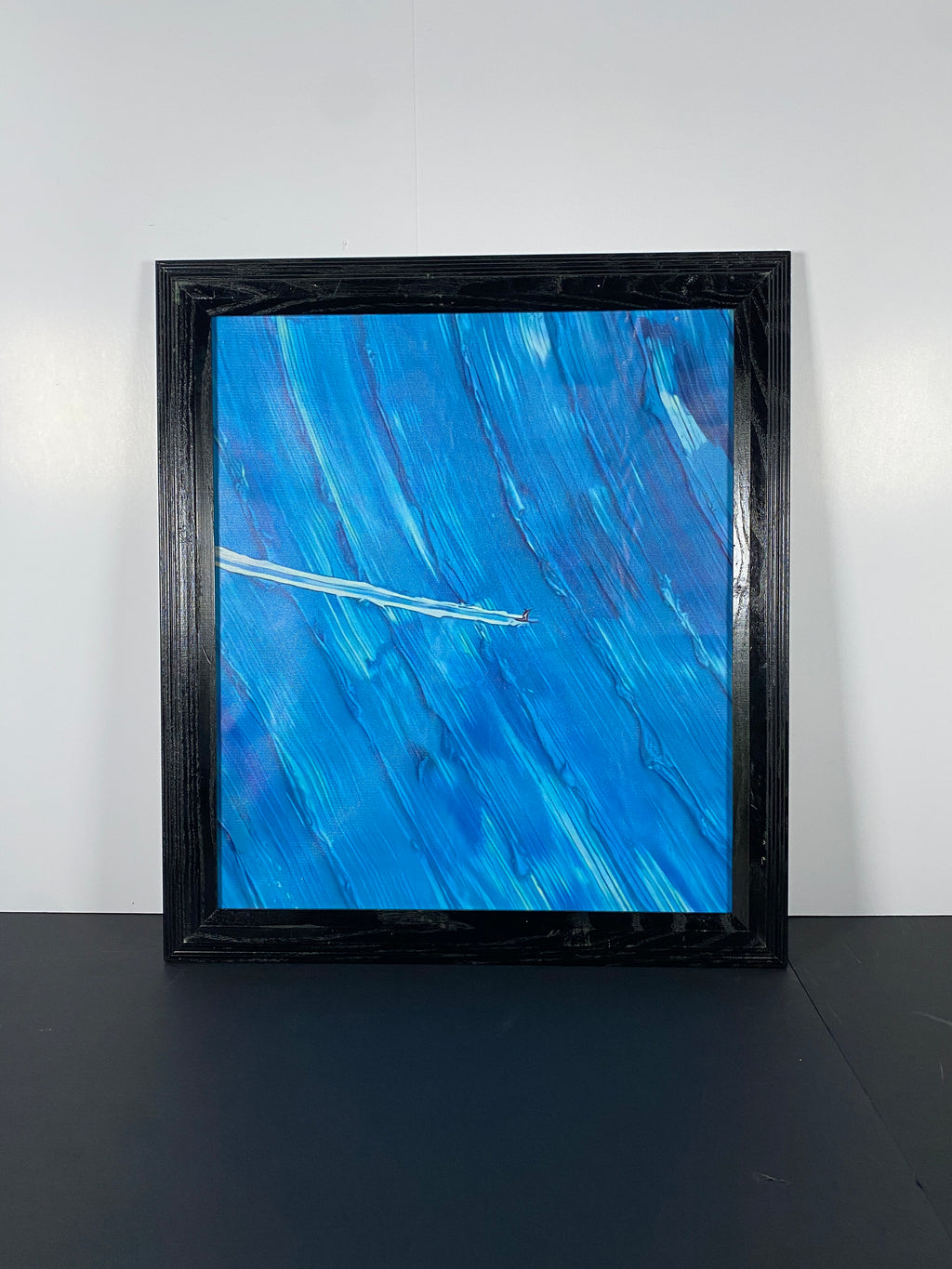 "Textured Surf" Canvas Art Piece in Vintage Black Wood Frame