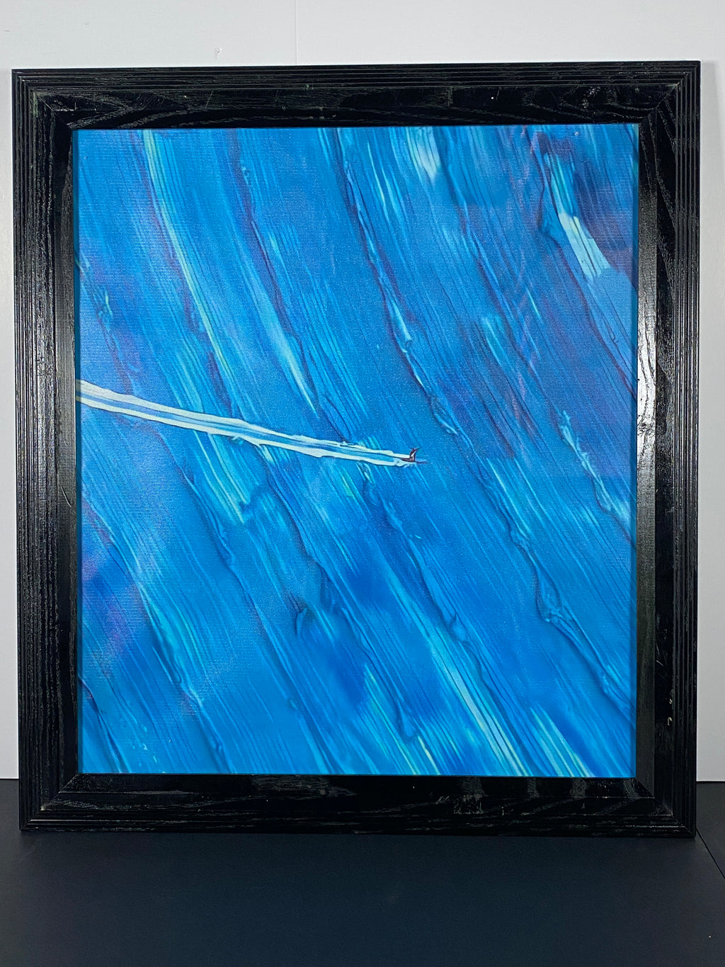 "Textured Surf" Canvas Art Piece in Vintage Black Wood Frame