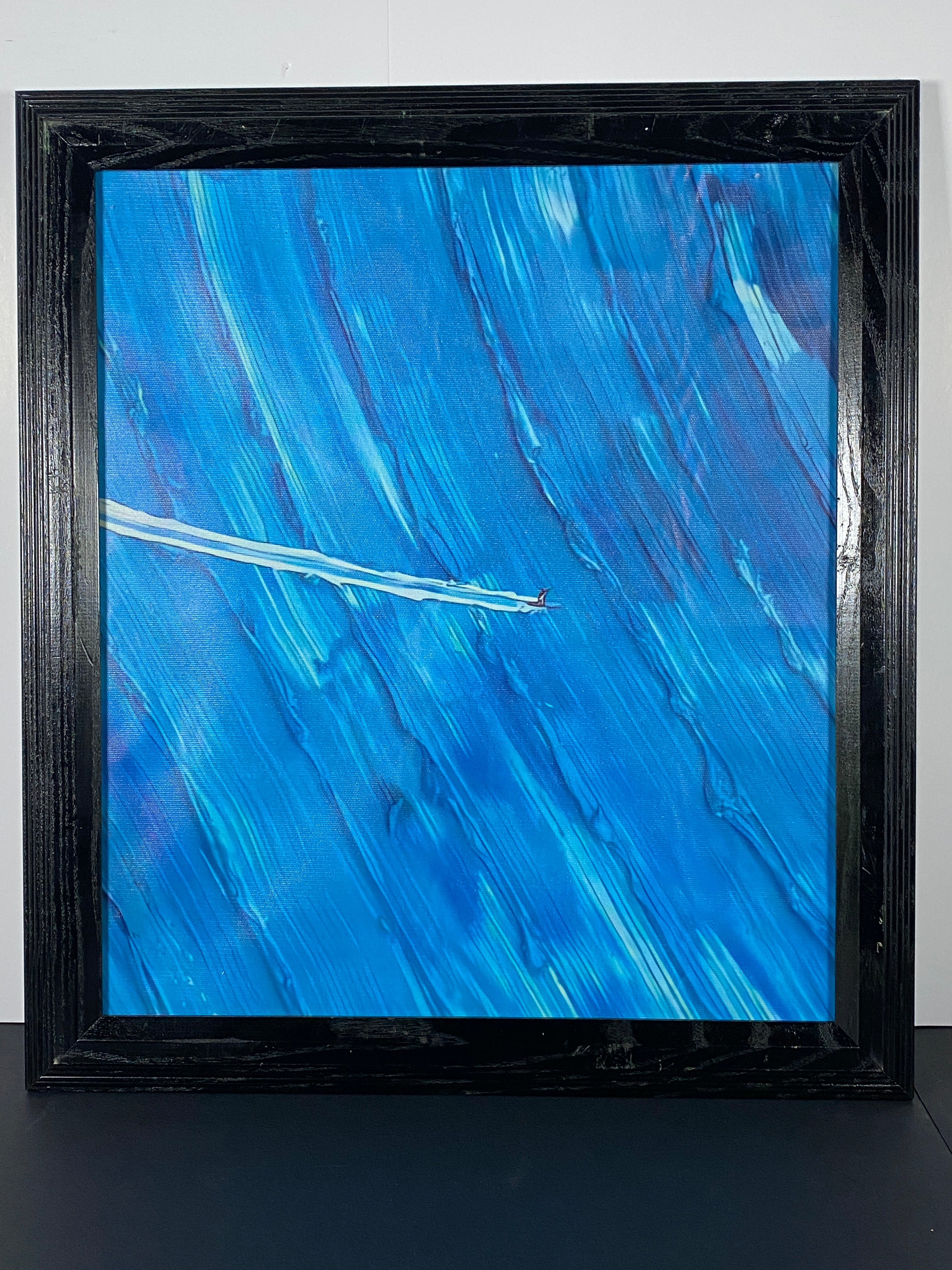 "Textured Surf" Canvas Art Piece in Vintage Black Wood Frame