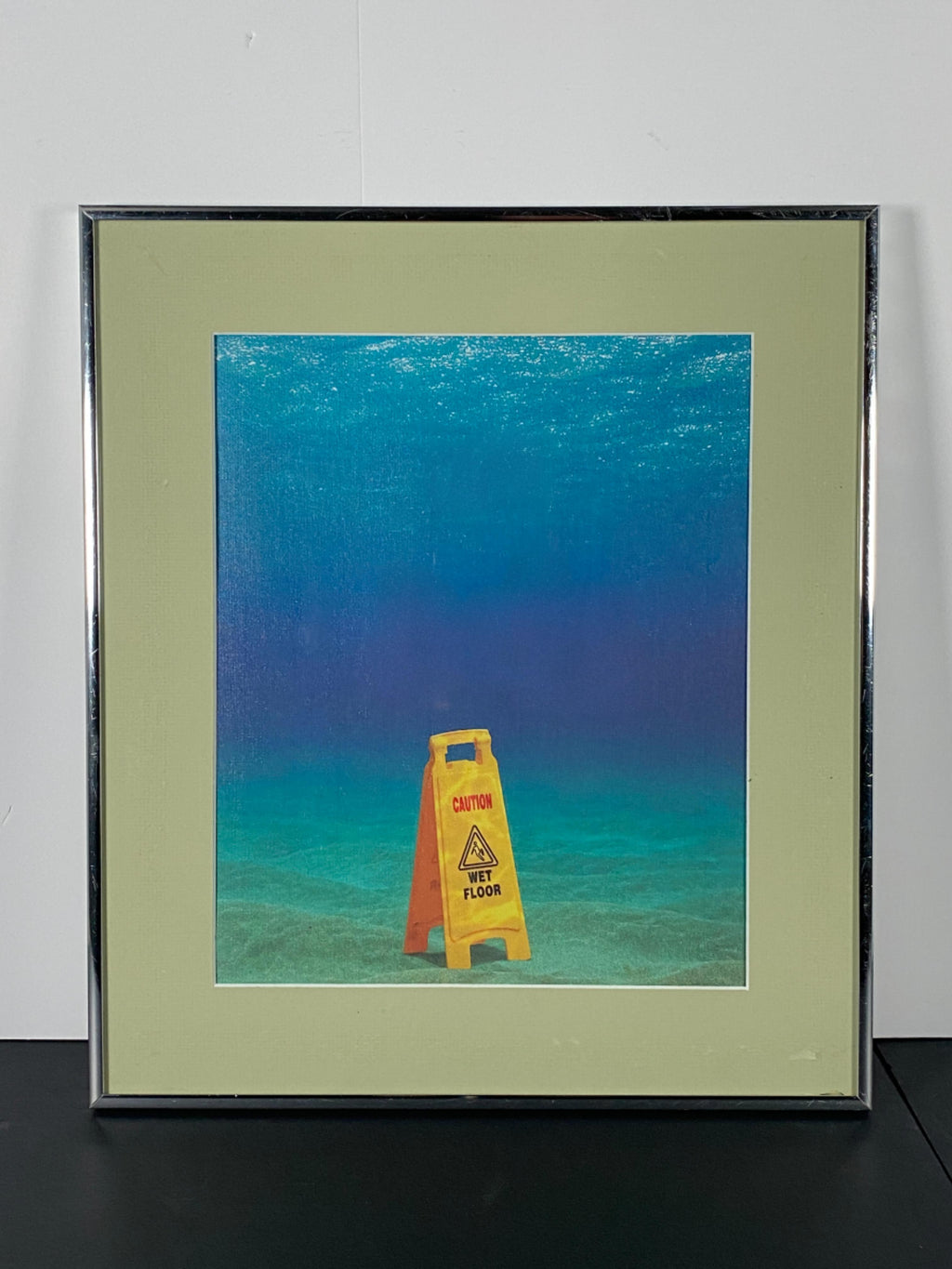 "Misplaced Warning" Canvas Art Piece in Chrome Gallery Glass Frame