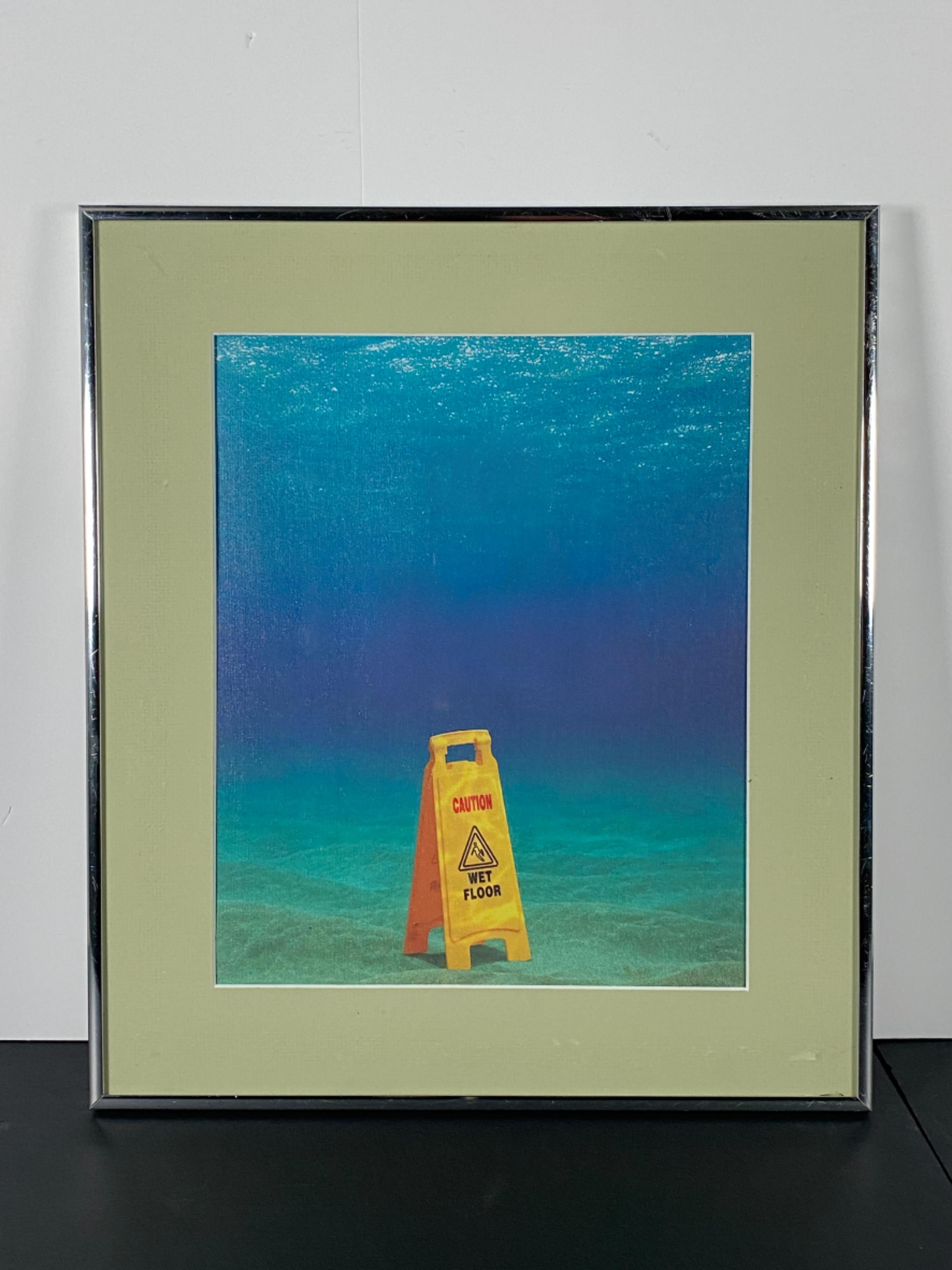 "Misplaced Warning" Canvas Art Piece in Chrome Gallery Glass Frame