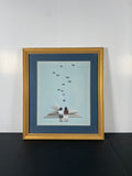 "We Communicate Silently" Canvas Art Piece by Maarten Leon in Vintage Gold Frame.