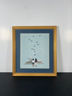 "We Communicate Silently" Canvas Art Piece by Maarten Leon in Vintage Gold Frame.