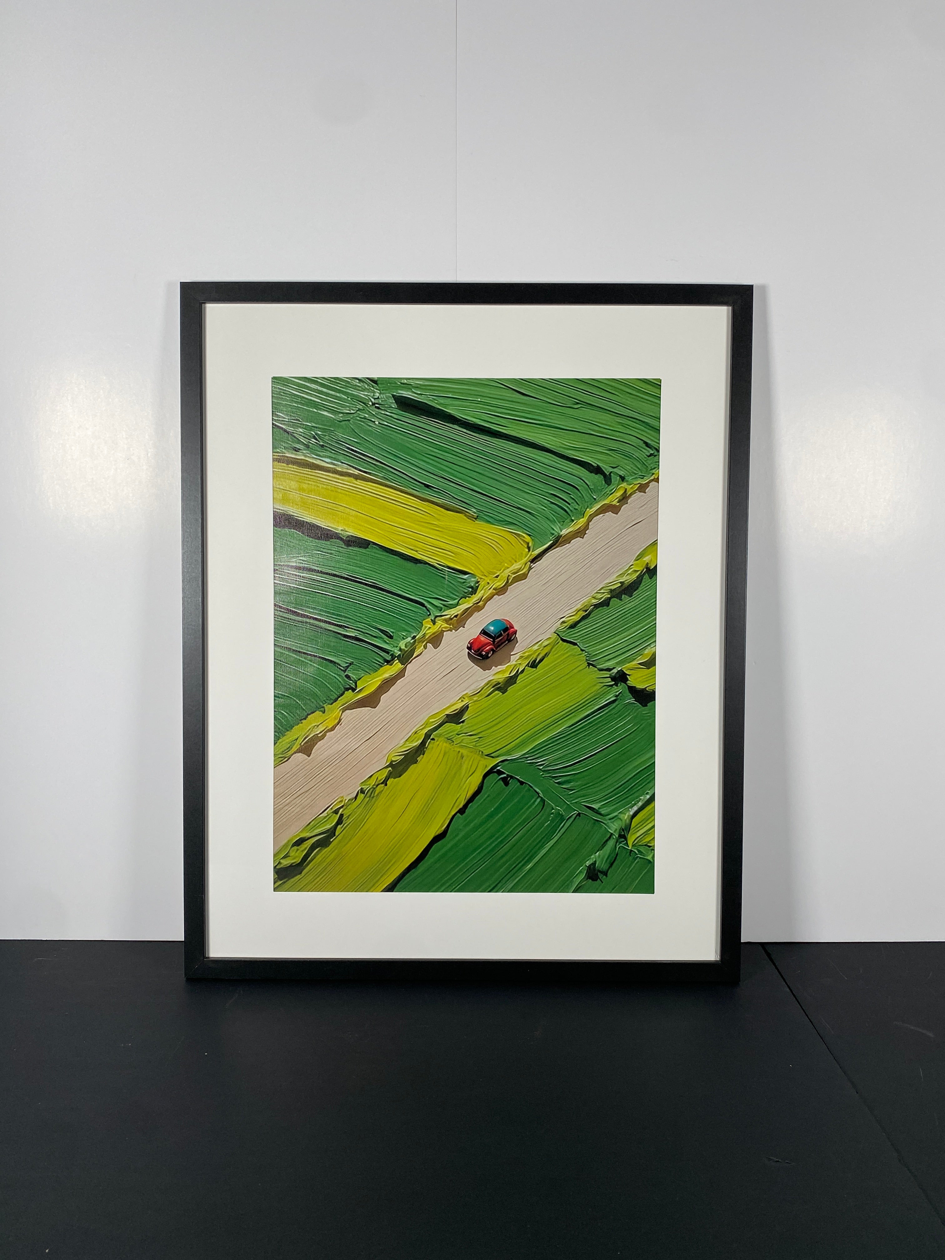 "Road Through Summer" Canvas Art Piece in Modern Black Frame