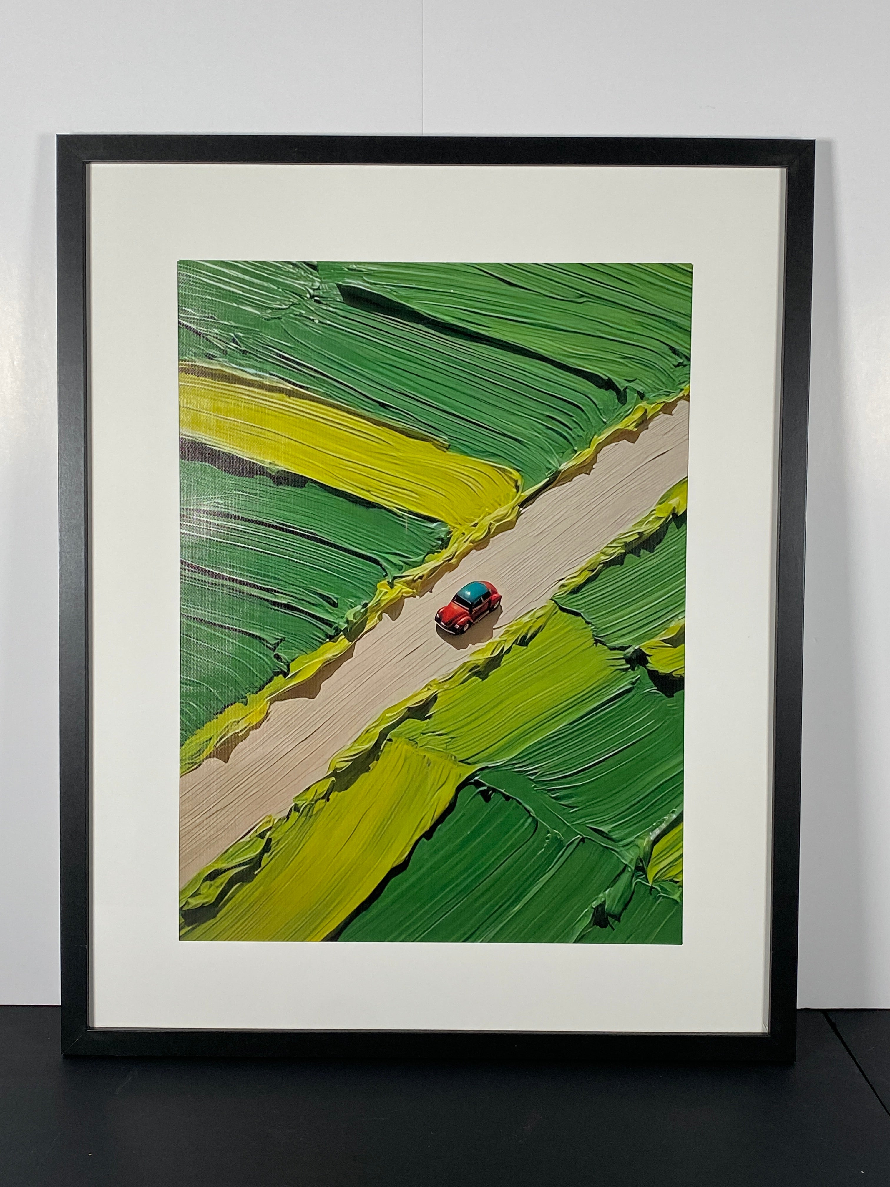 "Road Through Summer" Canvas Art Piece in Modern Black Frame