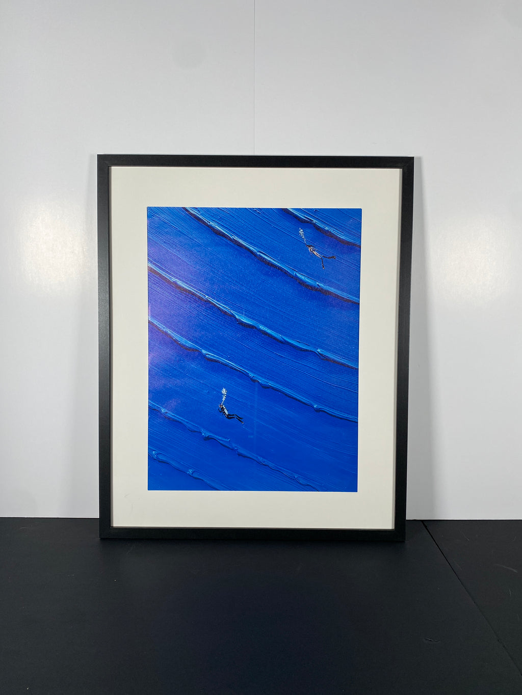 "Blue Descent" Art Piece in Modern Black Frame